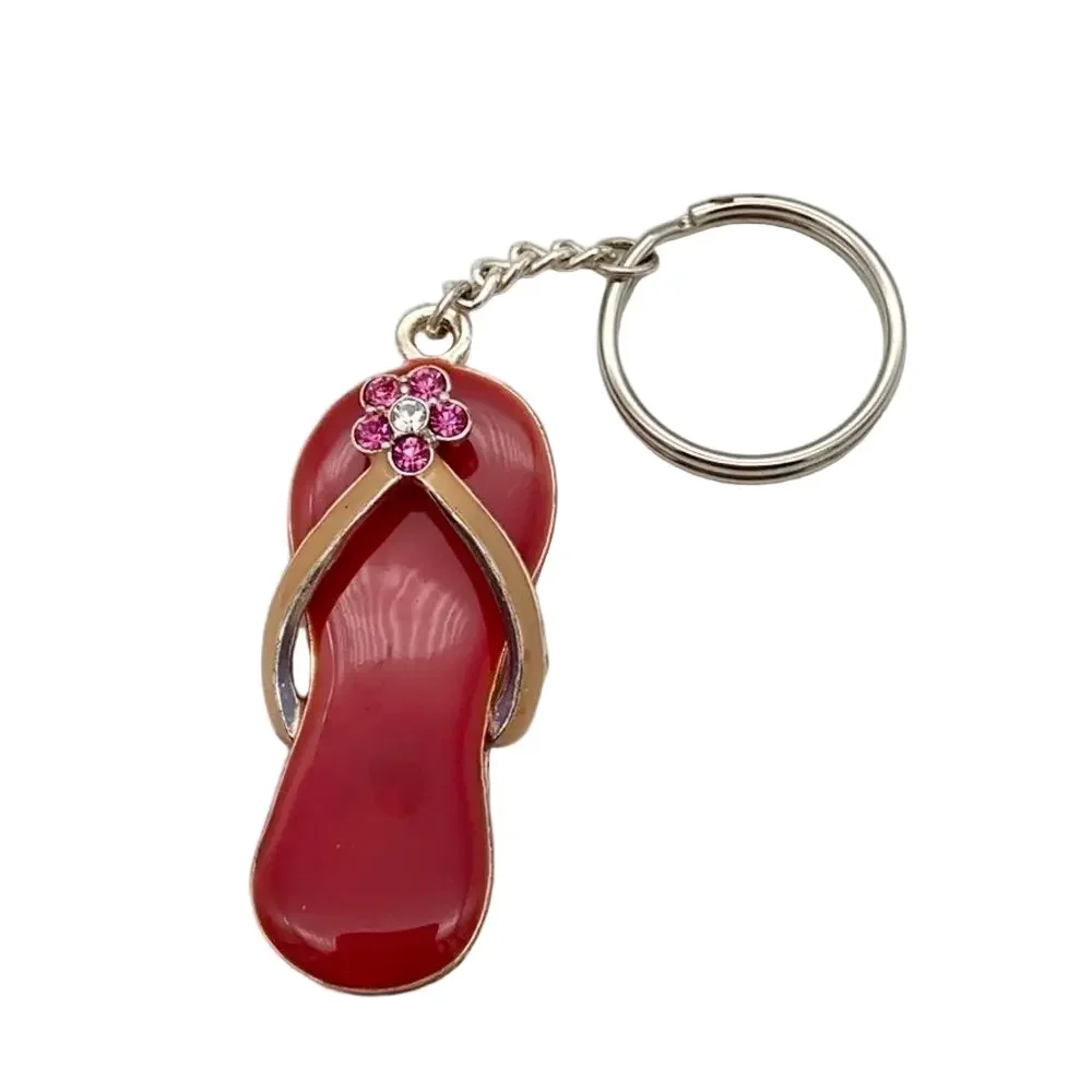 🍭4/$20  Metal and enamel flower flip flop keychain
